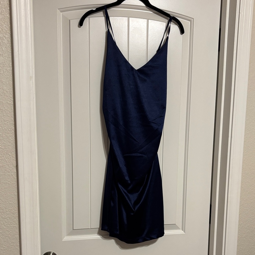 Elegant Navy Blue Slip Dress